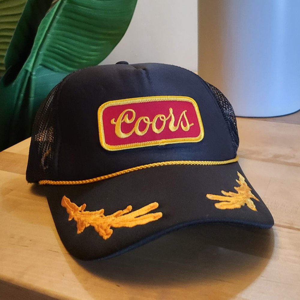 Coors Patch Trucker Hat | Black Trucker Hat |  Oak Leaves Trucker Hat